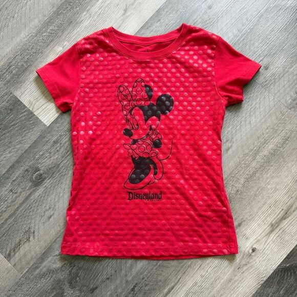 Disneyland Parks Minnie Mouse Red Black Shirt Girls Medium - Picture 2 of 6